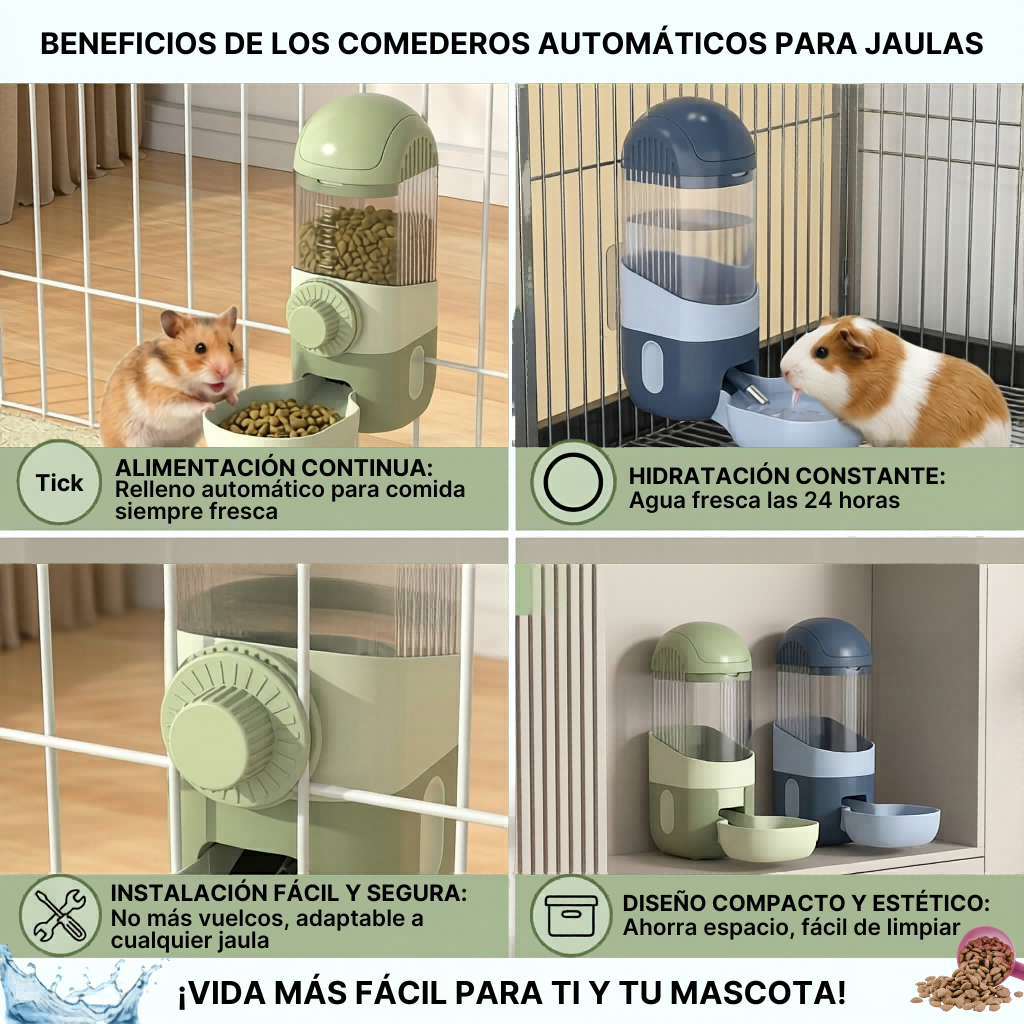 BEBEDERO O COMEDERO AUTOMATICOS PARA JAULAS X2