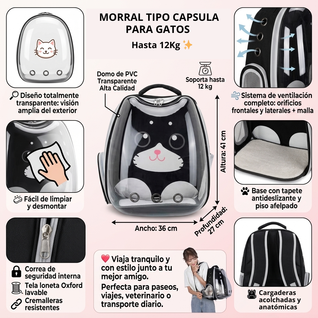 MORRAL CAPSULA CON DISEÑO PARA GATOS