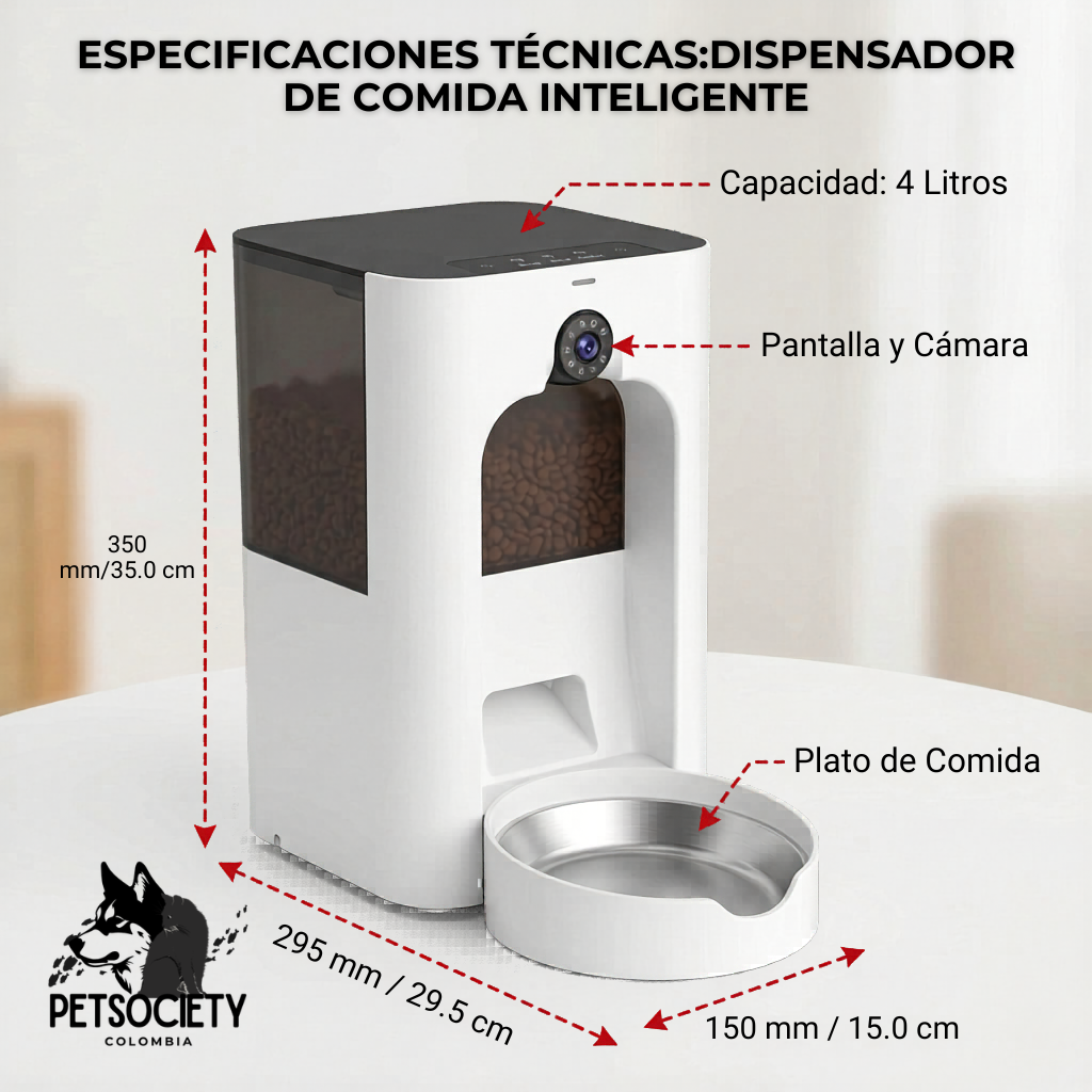 DISPENSADOR DE COMIDA INTELIGENTE DE 5L CON CAMARA WIFI INTEGRADA