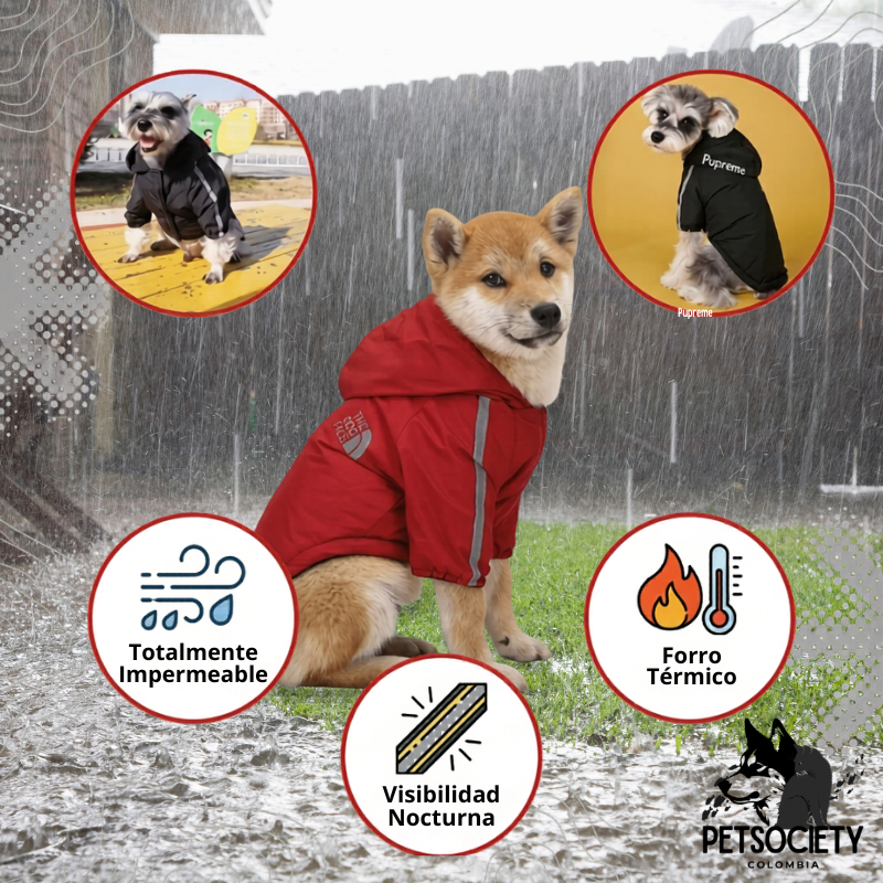 CHAQUETA TERMICA E IMPERMEABLE PARA PERROS