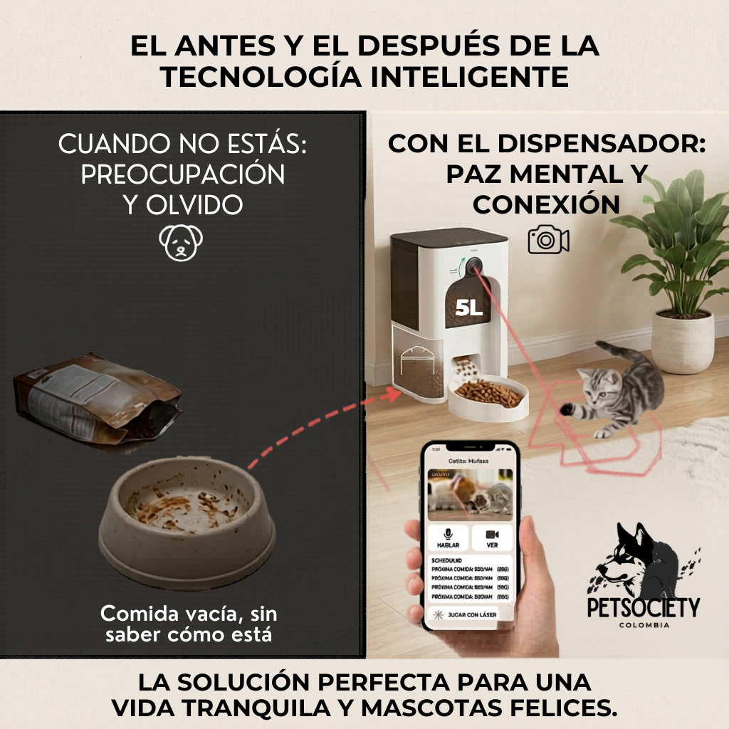 DISPENSADOR DE COMIDA INTELIGENTE DE 5L CON CAMARA WIFI INTEGRADA